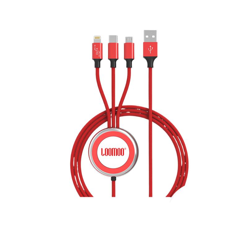 乐默 LCB-162 数据线 LED灯发光一拖三 105cm按个销售