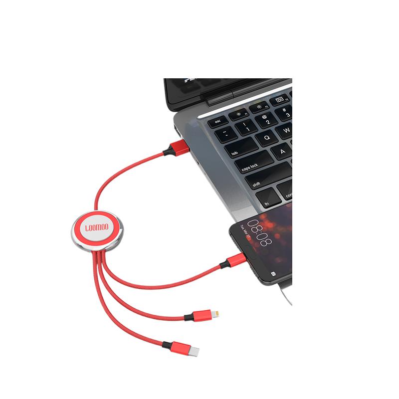 乐默 LCB-162 数据线 LED灯发光一拖三 105cm按个销售