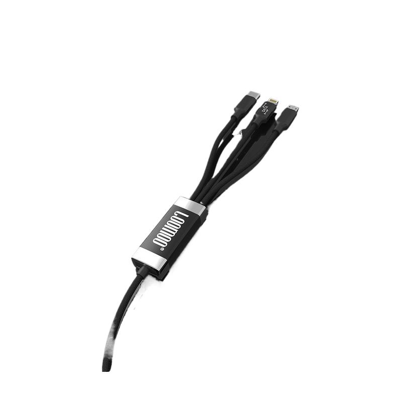 乐默 LCB-138 数据线 105cm  黑色 极光一拖三按个销售