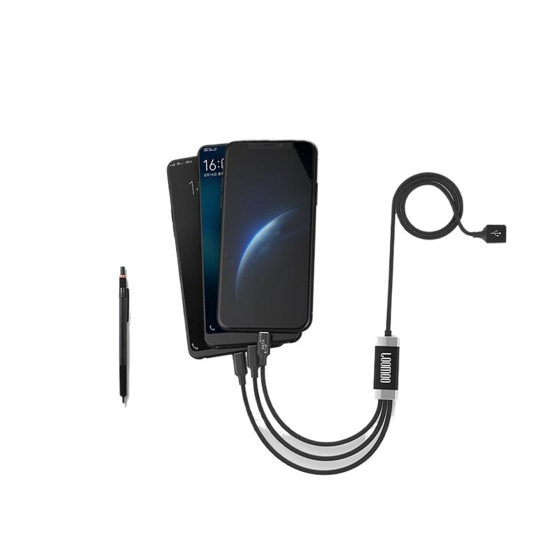 乐默 LCB-138 数据线 105cm  黑色 极光一拖三按个销售