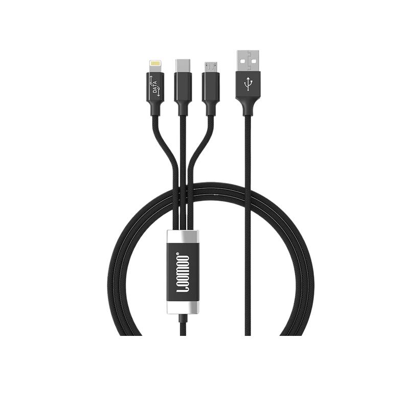 乐默 LCB-138 数据线 105cm  黑色 极光一拖三按个销售