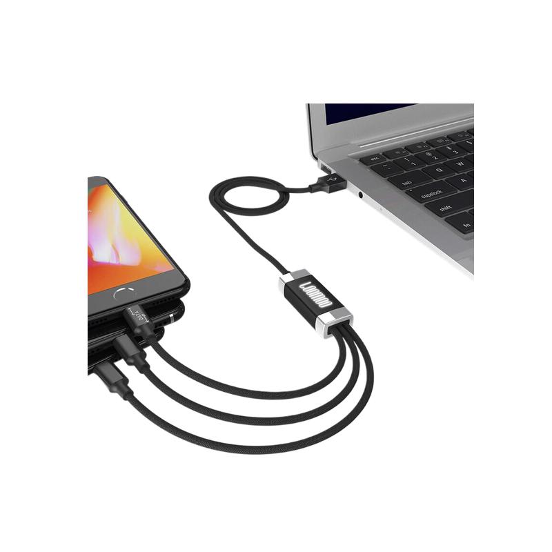 乐默 LCB-138 数据线 105cm  黑色 极光一拖三按个销售