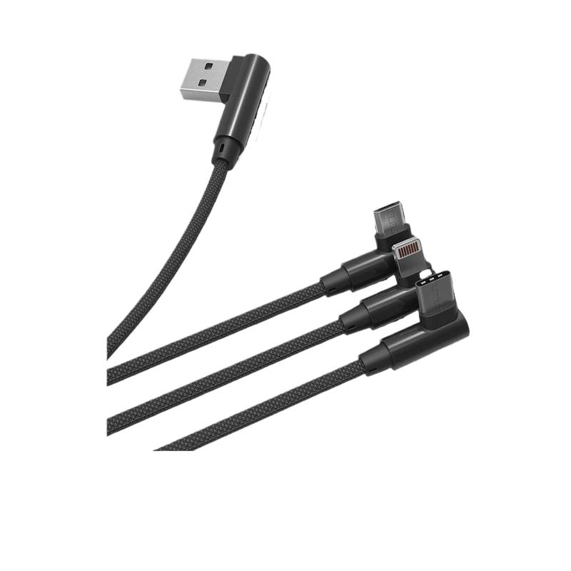 乐默 LCB-130 数据线 105cm 黑色 弯头一拖三按个销售