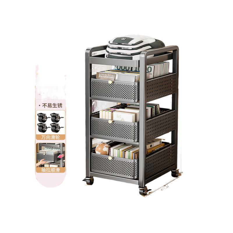 本王 收纳架 碳钢 带滑轮一体免安装  32*40*90cm 黑色按个销售