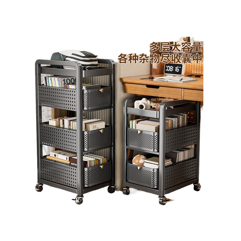 本王 收纳架 碳钢 带滑轮一体免安装  32*40*90cm 黑色按个销售