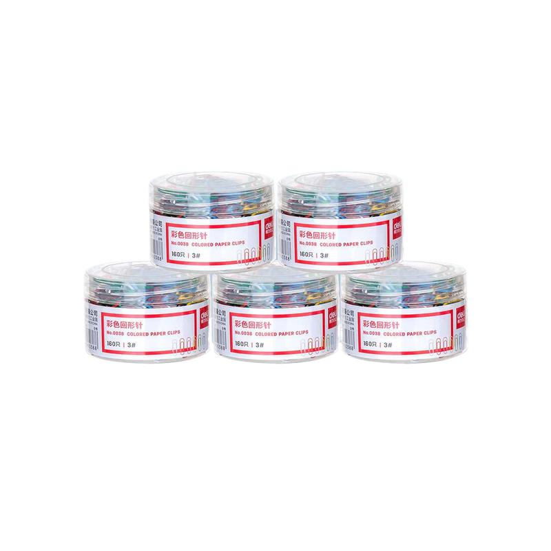 得力 0038 回形针 彩色 160枚/筒  5筒按组销售