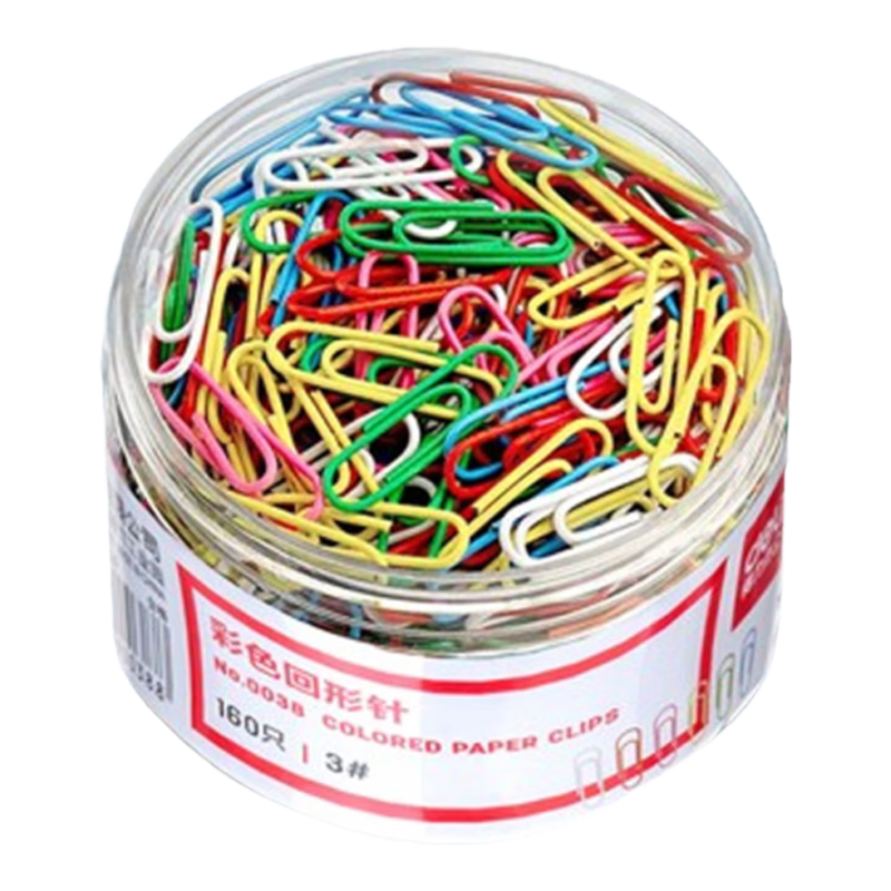 得力 0038 回形针 彩色 160枚/筒  5筒按组销售