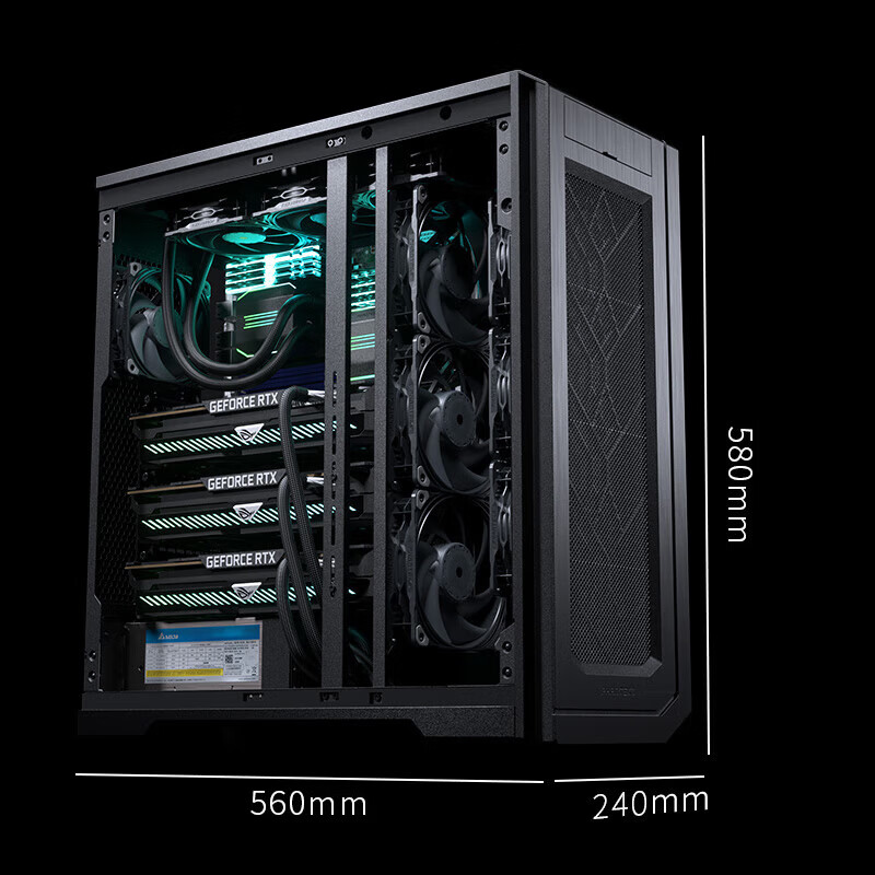 PHANTEKS PH-ES620PTG_BK02 台式机箱 (SSI双路板/2U电源/双5090/5080显卡)  PK620工作站版|玻璃侧透|多GPU按个销售