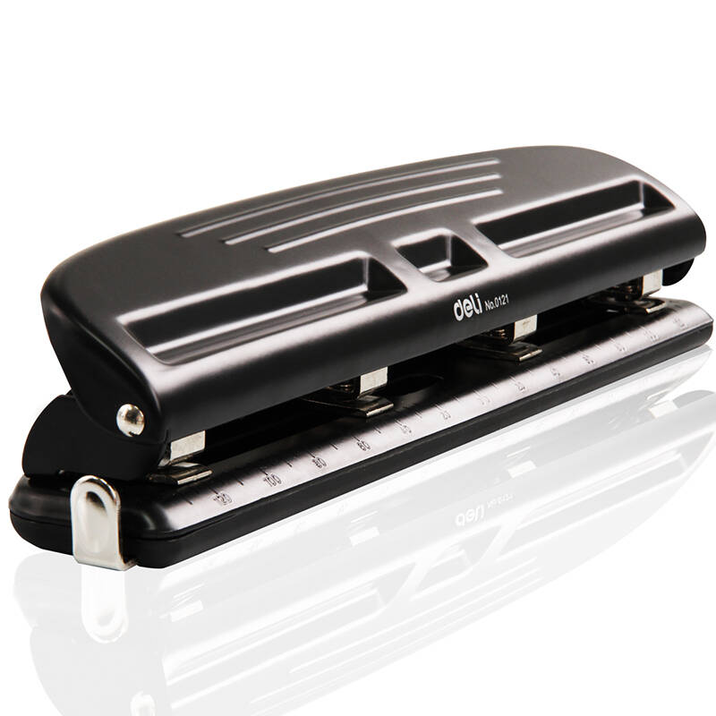 得力 0121 打孔机 4孔 可打10页 黑色按台销售