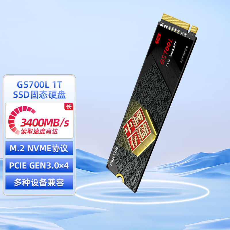 忆捷 GS700L-1T 固态硬盘 M.2接口(NVMe协议）  精选长江存储晶圆 国产TLC颗粒按块销售