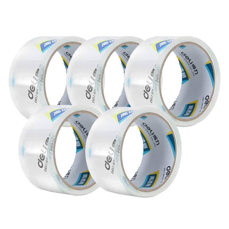 得力 30367 胶带 60mm*40y(≈36.6m)*50um 5卷/筒 超市封箱 打包胶带  一筒装按（筒）销售