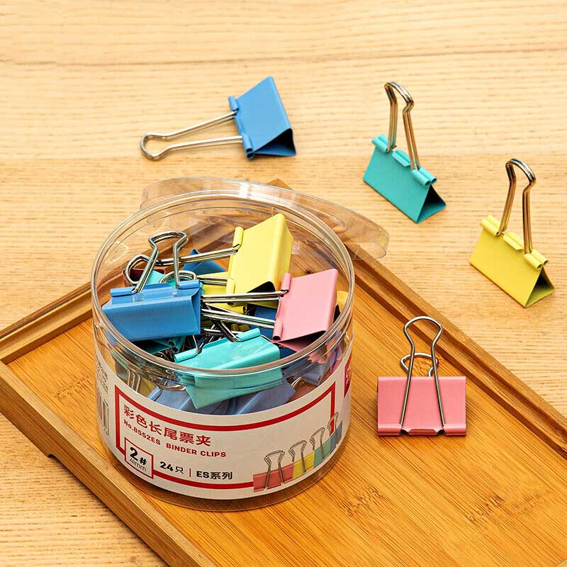 得力 8552ES 长尾夹 41mm 24只/筒 彩色 办公用品工具 票夹筒装(混)按(筒)销售 得力 8552ES 长尾夹 41mm 24只/筒 彩色 办公用品工具 票夹筒装(混)按(筒)销售