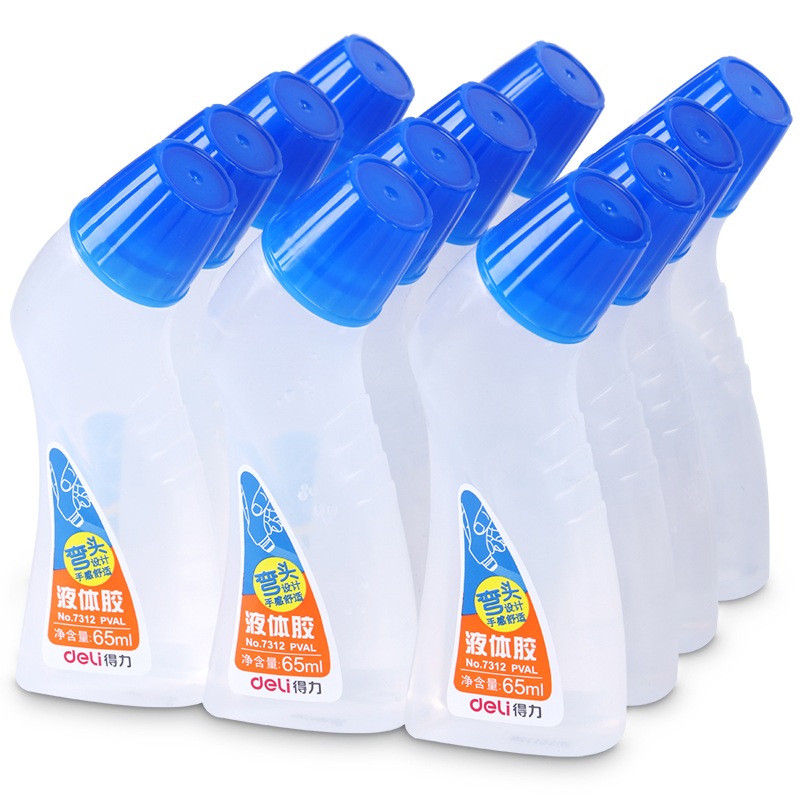 得力 7312 弯头液体胶 65ml 12瓶  办公学习工具 65ml 12瓶按（盒）销售