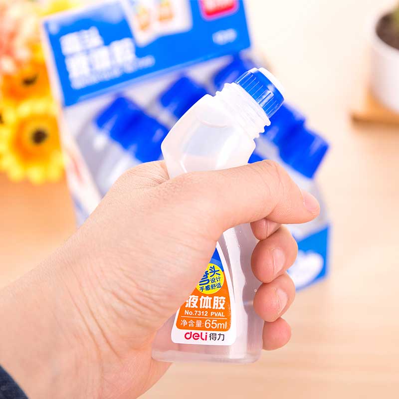 得力 7312 弯头液体胶 65ml 12瓶  办公学习工具 65ml 12瓶按（盒）销售