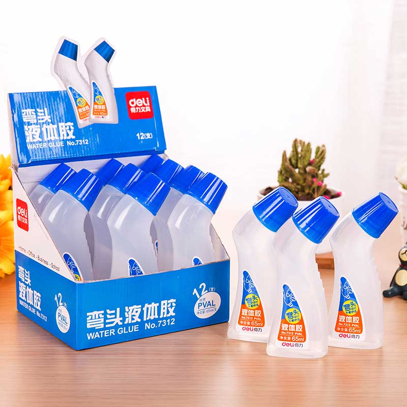 得力 7312 弯头液体胶 65ml 12瓶  办公学习工具 65ml 12瓶按（盒）销售