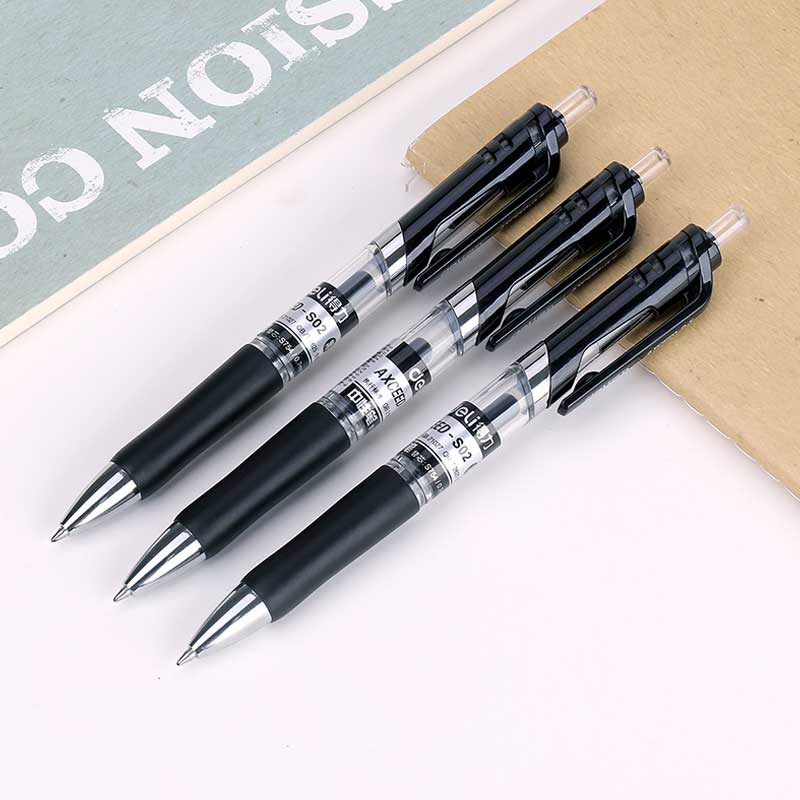 得力 S02 按动中性笔 0.7mm 12支/盒 黑色 水笔签字笔 办公用品 书写工具按（盒）销售