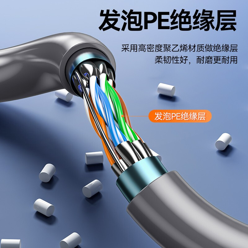 山泽 HC6305 超六类双屏蔽网线 CAT6A类 工程家装万兆网络宽带线 抗干扰降衰减纯铜线 灰 305 箱按（箱）销售