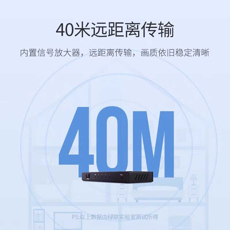 绿联 40202 HDMI分配器 1进4出 黑色按个销售