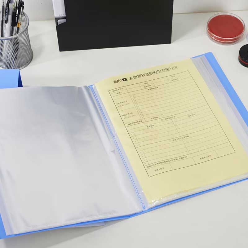 晨光 ADM95101B 资料册 A4乐谱夹插页袋100页 蓝色按（个）销售