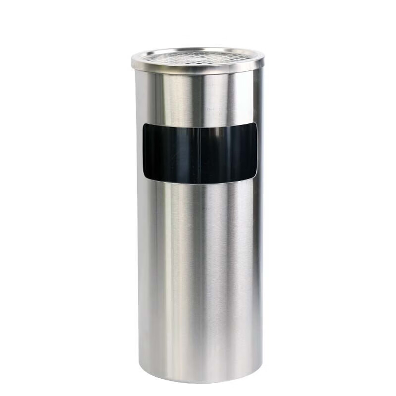 欧思卓 不锈钢圆形丽格座地垃圾桶 ¢250*H610mm 砂钢色按个销售