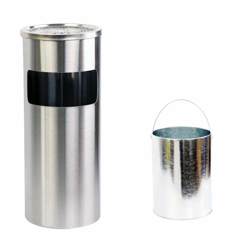 欧思卓 不锈钢圆形丽格座地垃圾桶 ¢250*H610mm 砂钢色按个销售