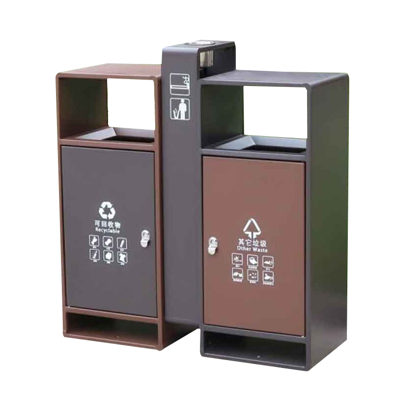 欧思卓 镀锌板果皮箱垃圾箱 88*33*98cm 咖啡色按个销售