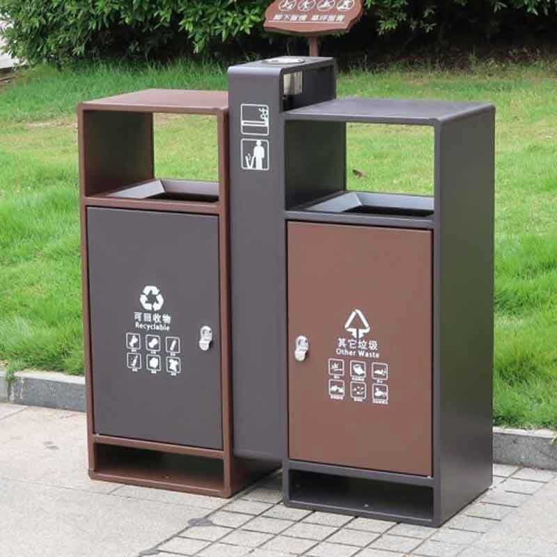 欧思卓 镀锌板果皮箱垃圾箱 88*33*98cm 咖啡色按个销售