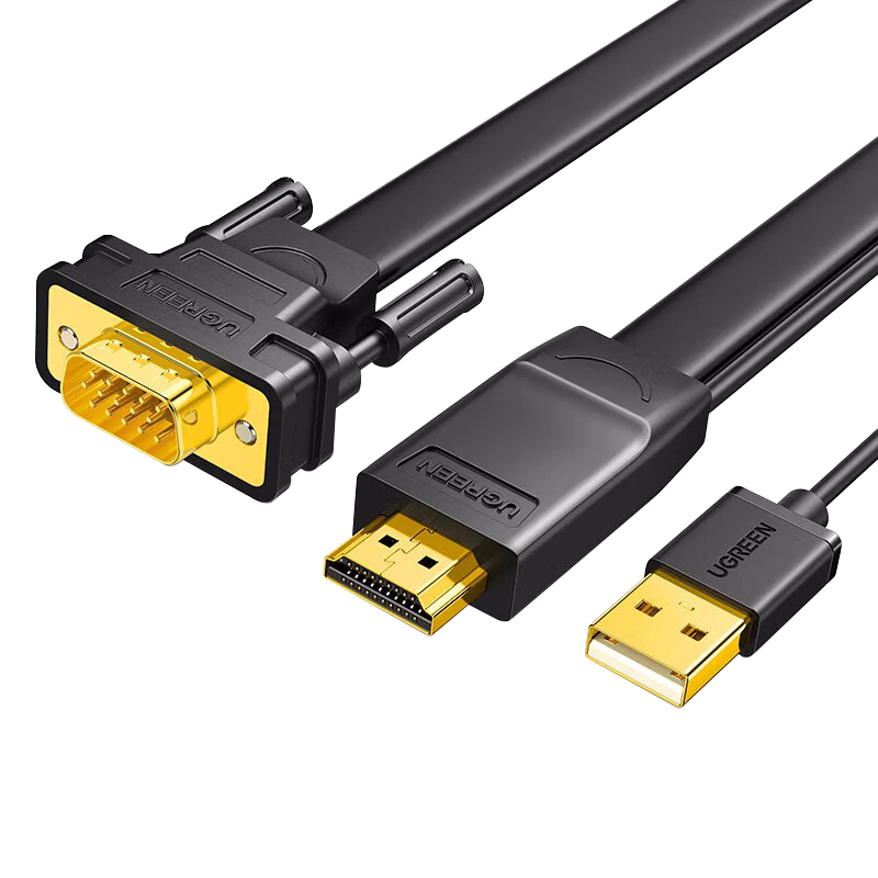 绿联 40267 HDMI转VGA线 公对公  黑色 扁线 1.5米按（条）销售