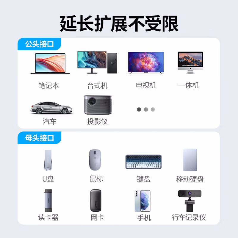 绿联 30127 USB3.0延长线 公对母 镀金款  黑色 3米按（条）销售