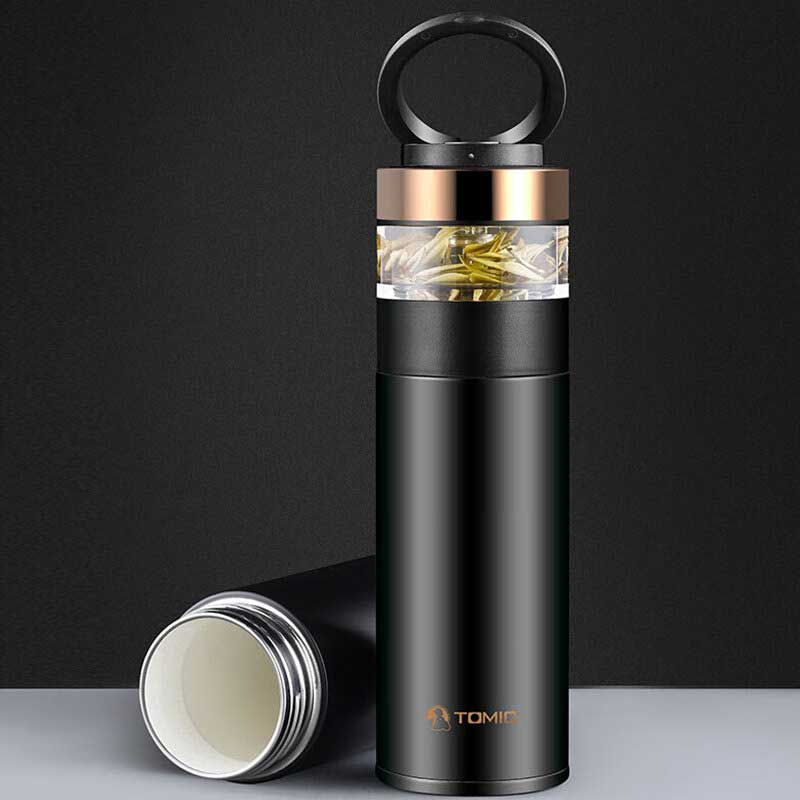 特美刻 TW60051 陶瓷内胆茶水分离杯保温杯 370ML 黑色按（个）销售