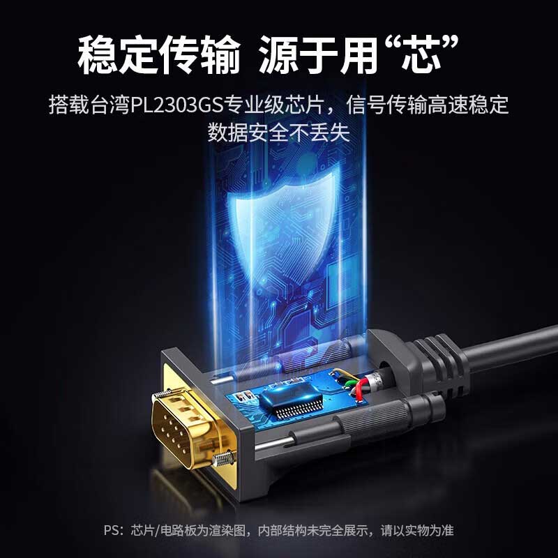 绿联 RS232 USB转RS232串口线 1.5米  支持考勤机收银机标签打印机按条销售