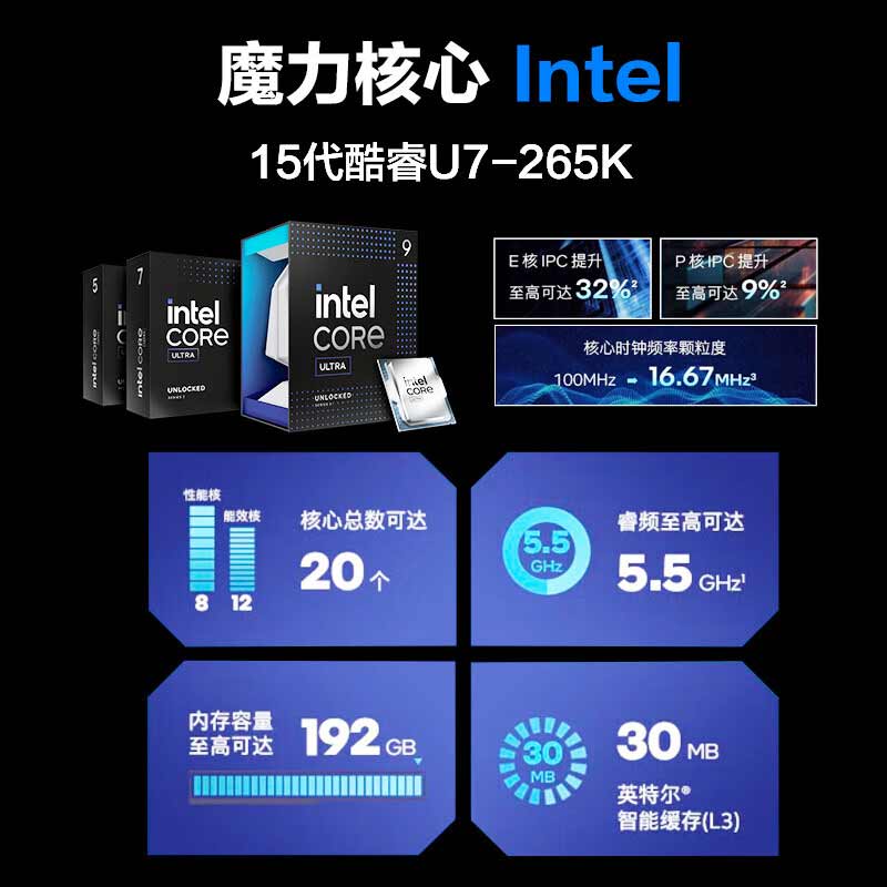 武极 U7-265K RTX5070 32GD5 1T 魔界X 台式电脑  （15代酷睿 ）按台销售