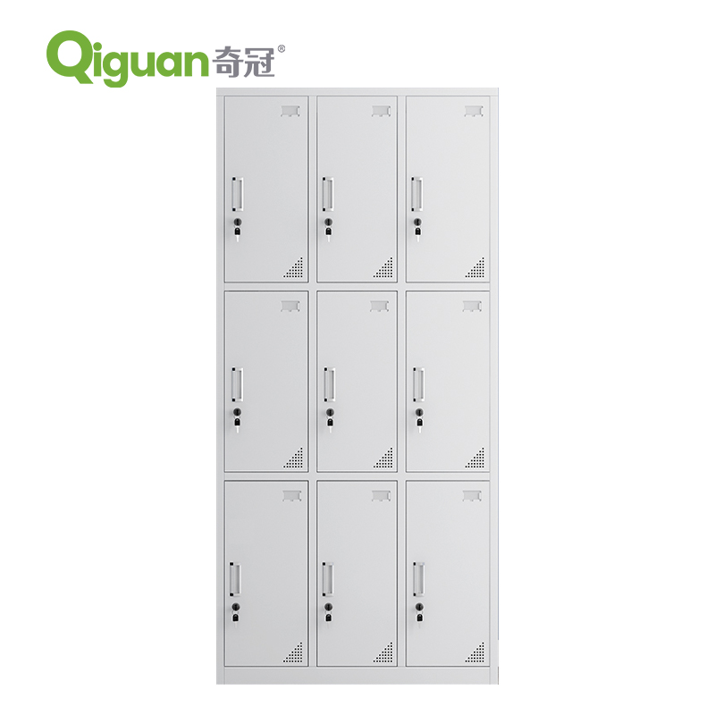奇冠 钢制九门更衣柜 1800*900*390mm 灰白色 常规按（张）销售