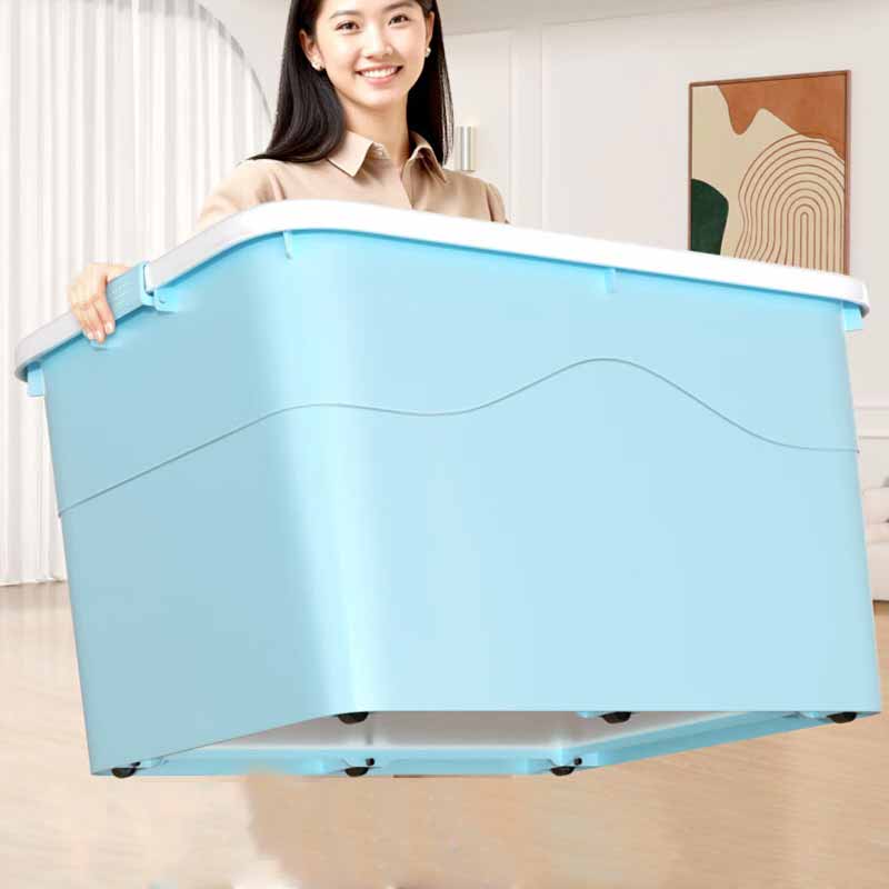 SPACEXPERT 收纳箱 72*52*41cm 塑料整理箱带轮外体积154L  蓝色按个销售