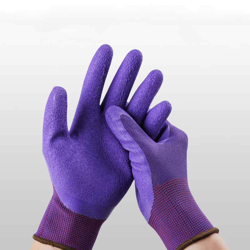 星宇 L578 通用劳保手套 防滑耐磨透气薄款乳胶发泡浸胶 7号/8号 紫 12副/包按(包)销售 星宇 L578 通用劳保手套 防滑耐磨透气薄款乳胶发泡浸胶 7号/8号 紫 12副/包按(包)销售