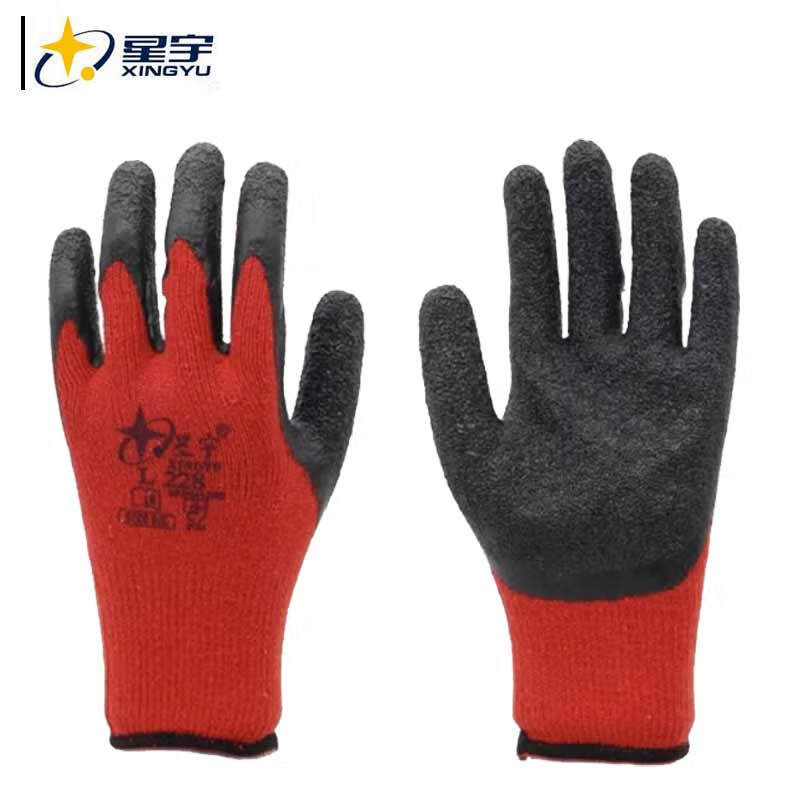 星宇 L228 防滑手套  乳胶皱纹舒适加厚耐磨防滑 9号 黑红 12副/包按（包）销售