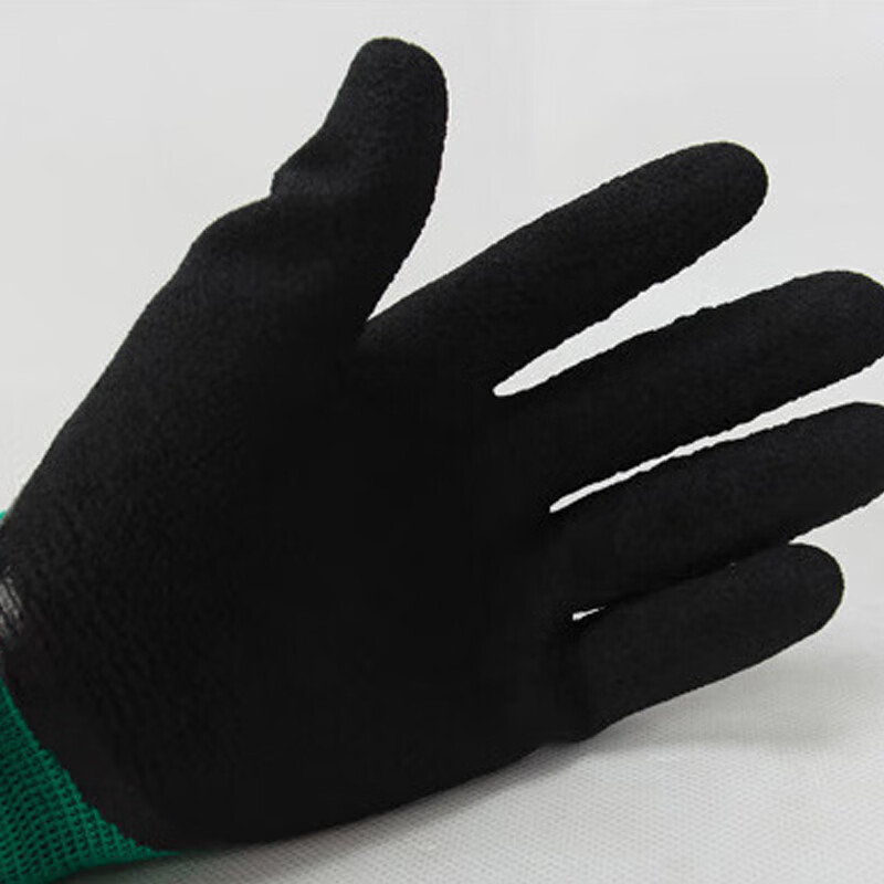 星宇 L598 通用劳保手套 透气防滑耐磨浸胶乳胶发泡橡胶通用8号 黑绿 12副/包按(包)销售 星宇 L598 通用劳保手套 透气防滑耐磨浸胶乳胶发泡橡胶通用8号 黑绿 12副/包按(包)销售