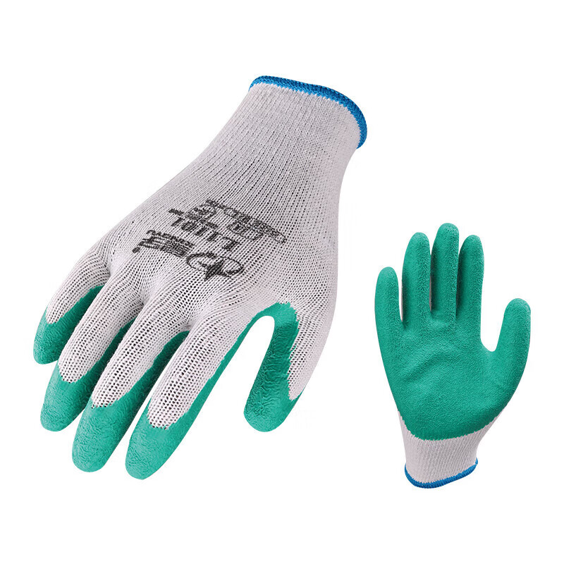 星宇 L1101 通用劳保手套 10针2股粗涤棉乳胶核桃纹防滑 L 绿白 12副/包按(包)销售 星宇 L1101 通用劳保手套 10针2股粗涤棉乳胶核桃纹防滑 L 绿白 12副/包按(包)销售