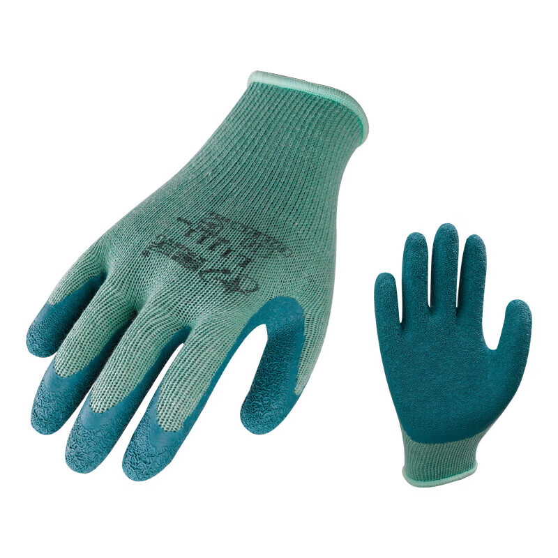 星宇 L1111 通用劳保手套  10针5股细涤棉乳胶核桃纹防滑 L 绿 12副/包按（包）销售