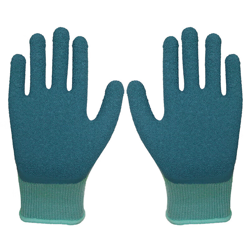 星宇 L1111 通用劳保手套  10针5股细涤棉乳胶核桃纹防滑 L 绿 12副/包按（包）销售