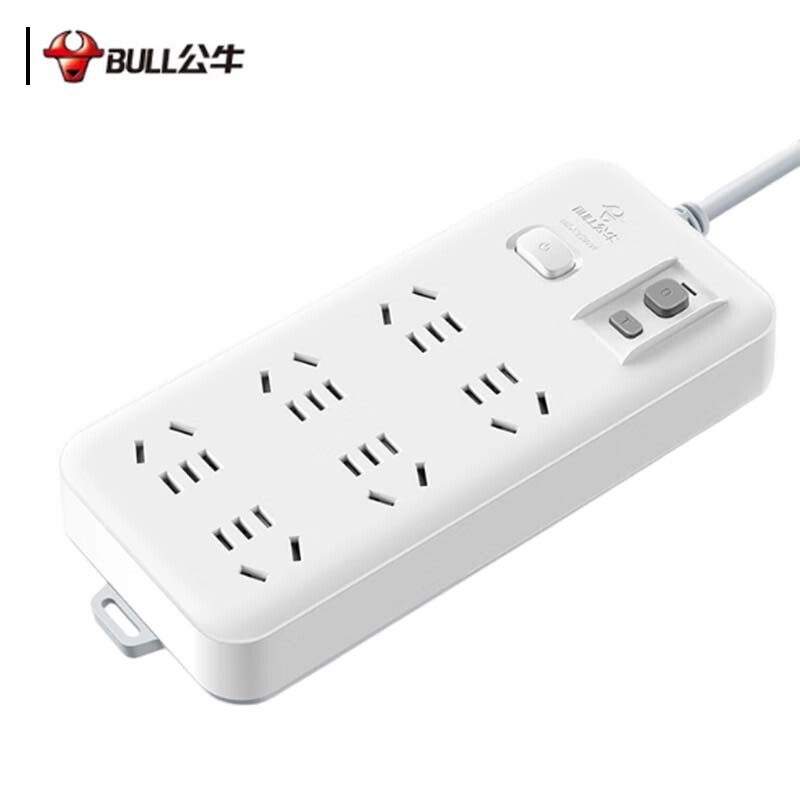 公牛 GN-705 排插  插线板/插排/接线板/拖线板 总控 6位 3米 白色 1个/包按（个）销售