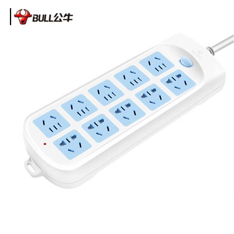 公牛 GN-605 排插  插线板/插排/接线板/拖线板 总控 10位 1.8米 白蓝 1个/包按（个）销售