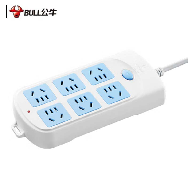 公牛 GN-603 排插  插线板/插排/接线板/拖线板 总控 6位 3米 白蓝 1个/包按（个）销售