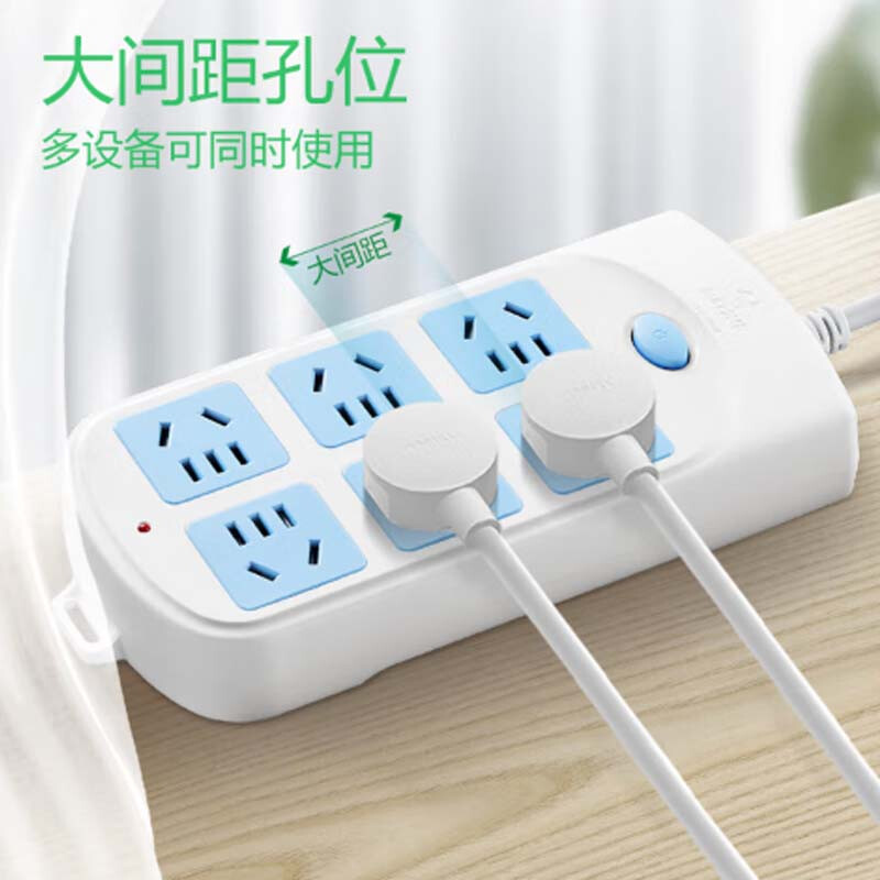 公牛 GN-603 排插 插线板/插排/接线板/拖线板 总控 6位 1.8米 白蓝 1个/包按(个)销售 公牛 GN-603 排插 插线板/插排/接线板/拖线板 总控 6位 1.8米 白蓝 1个/包按(个)销售