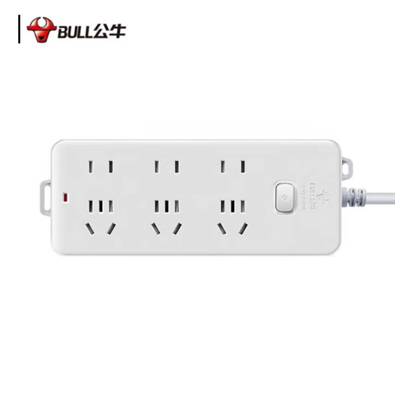 公牛 GN-402 排插  插线板/插排/接线板/拖线板 总控 6位 10米 白色 1个/包按（个）销售