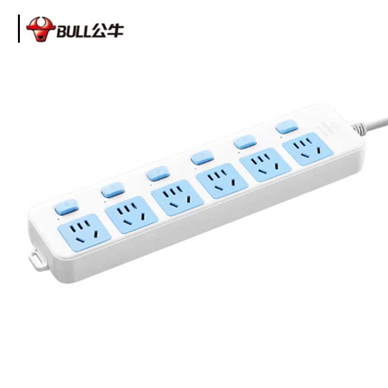 公牛 GN-317 排插  插线板/插排/接线板/拖线板 分控 6位 5米 白蓝 1个/包按（个）销售