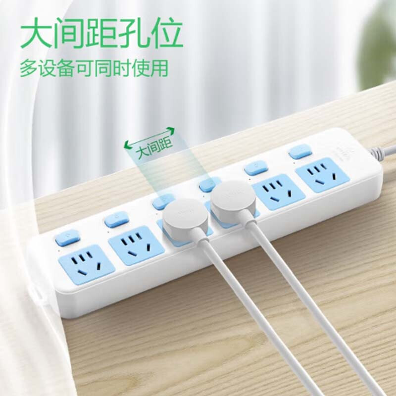 公牛 GN-317 排插 插线板/插排/接线板/拖线板 分控 6位 3米 白蓝 1个/包按(个)销售 公牛 GN-317 排插 插线板/插排/接线板/拖线板 分控 6位 3米 白蓝 1个/包按(个)销售