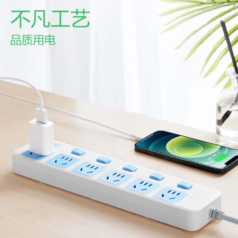 公牛 GN-317 排插 插线板/插排/接线板/拖线板 分控 6位 3米 白蓝 1个/包按(个)销售 公牛 GN-317 排插 插线板/插排/接线板/拖线板 分控 6位 3米 白蓝 1个/包按(个)销售