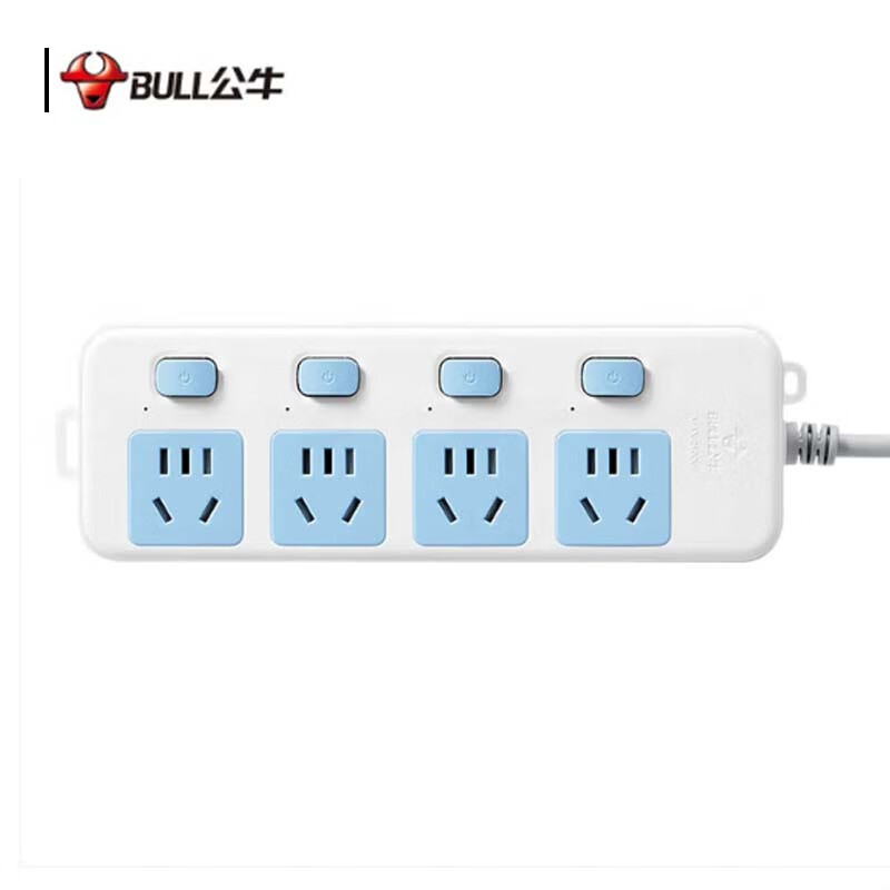 公牛 GN-315 排插  插线板/插排/接线板/拖线板 分控 4位 3米 白蓝 1个/包按（个）销售