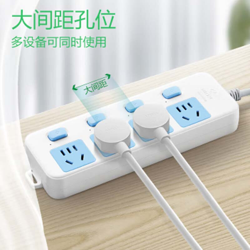 公牛 GN-315 排插 插线板/插排/接线板/拖线板 分控 4位 1.8米 白蓝 1个/包按(个)销售 公牛 GN-315 排插 插线板/插排/接线板/拖线板 分控 4位 1.8米 白蓝 1个/包按(个)销售